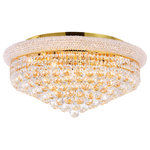 CWI Lighting - Empire 13 Light Flush Mount With Gold Finish - Make your living room shine with this close-to-ceiling lighting option. The Empire 13 Light Flush Mount  measures 24 inches wide and has a gold-finished hardware that's covered in glittering faceted crystals. This light source with candelabra bulbs is also dimmer-compatible making it a truly fine choice for giving your sitting area a high-end look and a luxurious mood.  Feel confident with your purchase and rest assured. This fixture comes with a one year warranty against manufacturers defects to give you peace of mind that your product will be in perfect condition.