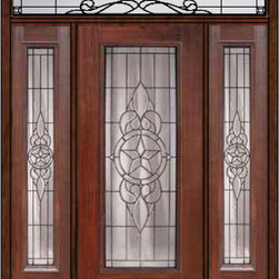 Prehung Sidelights-Transom Door 80 Fiberglass Brazos Full Lite Glass - Front Doors