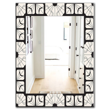 Designart Black And White 9 Midcentury Modern Frameless Wall Mirror, 24x32