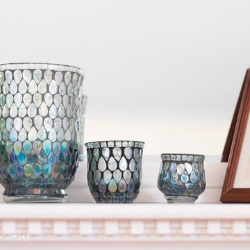 Aqua Blue Ambia Mosaic Candleholders
