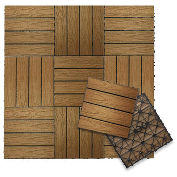 1'x1' Quick Deck Outdoor Composite Deck Tile, Peruvian Teak