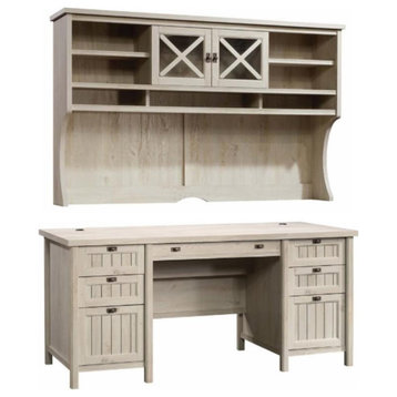 Home Square 2-Piece Set with Executive Desk & Large Hutch in Chalked Chestnut