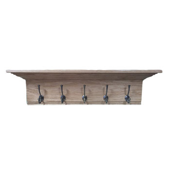 Wall Oak Coat Rack Fancy Mantel Coat Rail 42" With Crown Molding