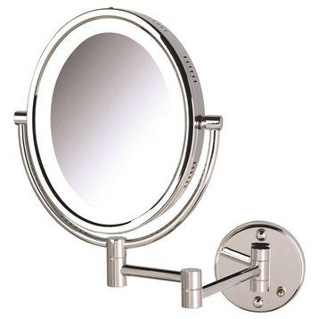 Jerdon 8" x 10" Lighted Wall Mirror with 5X-1X Mag, Chrome