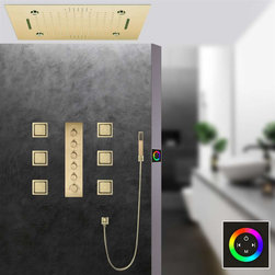 Remote Controlled Rainfall Led Shower System, Style 2- Touch Panel Light - Showerheads And Body Sprays