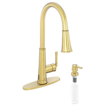 Single-Handle Pull Down Sprayer Kitchen Faucet with Touchless Sensor, Brushed Gold