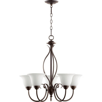 Quorum Spencer 5-Light 25" Transitional Chandelier in Oiled Bronze with Satin