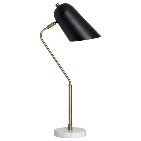 Elegant Designs Antique Brass and Marble Base Arched Desk Lamp