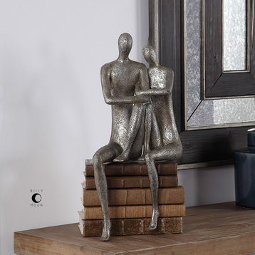 Elegant Modern Man Woman Shelf Sitter Sculpture | Romance Love Marriage Figurine