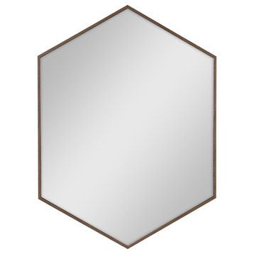 Rhodes Framed Hexagon Wall Mirror, Walnut Brown, 22x31