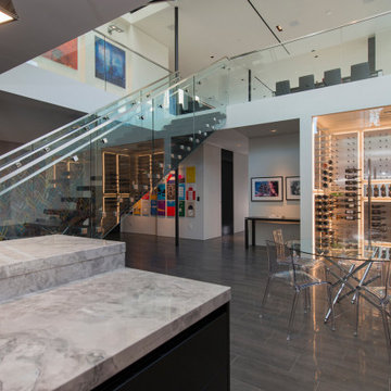 Georgina Avenue Santa Monica modern home open volume wine room