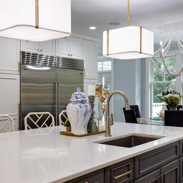 Showplace Chateau Kitchen in White Dove and Cherry Thunder with Ebony glaze
