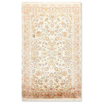 3'x5'3" Beige Aqua Color Hand Knotted Persian Oriental Area Rug