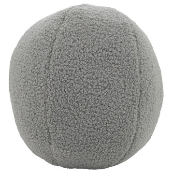 Fluffy Fun Faux Fur Ball Poly Filled Throw Pillow, Grey, 10"