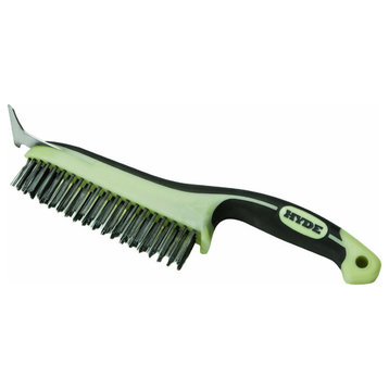 Hyde® 46834 Maxxgrip Pro High Carbon Steel Brush With Scraper, 6"