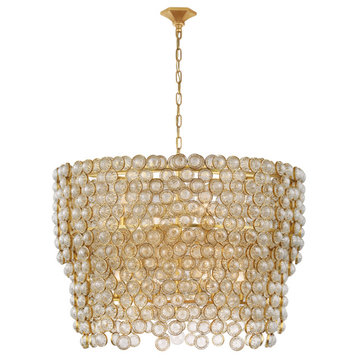 Milazzo Large Waterfall Chandelier in Gild and Crystal