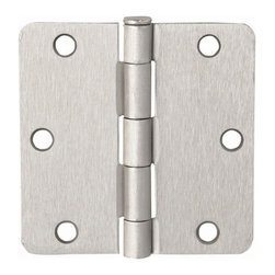 Door Corner - Door Hinge, 3-1/2" With 1/4" Radius Corners, Satin Nickel - Hinges