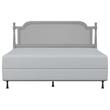 Hillsdale Furniture Melanie Wood and Cane King Headboard with Frame French Gray