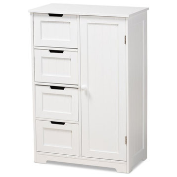 Baxton Studio Bauer White Finished Wood 4-Drawer Bathroom Storage Cabinet