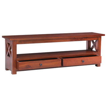 vidaXL TV Stand TV Unit Sideboard Home TV Console Brown Solid Mahogany Wood