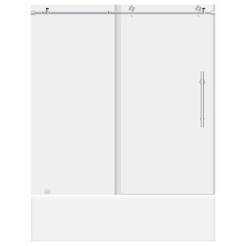 LessCare ULTRA-C Clear Glass Bath-Tub Door Chrome Finish, 56-60"x62"