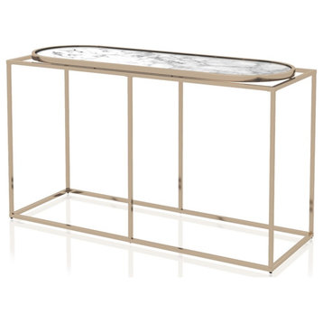 Furniture of America Abair Contemporary Metal Console Table in White