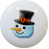 Snowman Black Hat Ceramic Cabinet Drawer Pull Knob