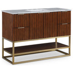 Meridian Furniture - Monad Bathroom Vanity, Walnut, 48" Wide - Organize your bathroom while upping your style quotient with this pretty Monad 48-inch bathroom vanity. A must for the contemporary bath, this unit features a rich walnut finish with birch wood veneer and a slatted design that's an instant eye-grabber. The ceramic sink is sized just right to serve it purpose without taking up too much room, and the drawer adds a convenient spot for storing bathroom necessities.