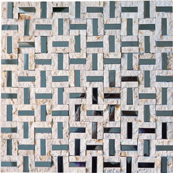 Split Faced Beige Stone & Stainless Steel Authentic Glass Mosaic Tiles Collectio - Home Accessories & Decor