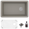 Karran Undermount Quartz 32" Single Bowl Kitchen Sink Kit, Concrete