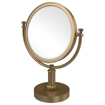 8" Vanity Make-Up Mirror, Brushed Bronze, 3x Magnification