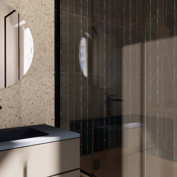 Simulation 3D + chiffrage de travaux d'une salle de bain à Guilvinec (Finistère,