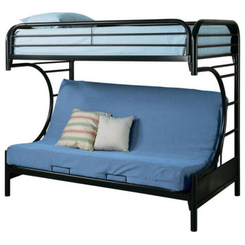 Twin Over Futon Bunk Bed, High Gloss Black