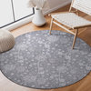 My Magic Carpet Washable Rug Kalini Floral Grey, 6' X 6'