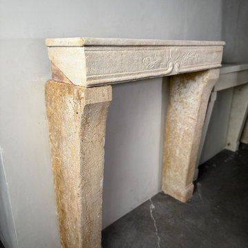 French Antique 18th Century Limestone Mantel