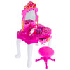 Princess Pretend Play Kid Vanity Stool Functional Mirror With Lights and Sounds