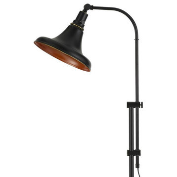 Benzara BM271949 47" Adjustable Metal Floor Lamp and Tapered Shade, Black