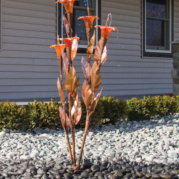 Orange Trumpet Copper Flower Fountain