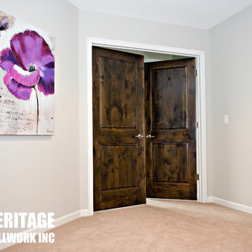 Knotty Alder Stained Dark with White Trim
