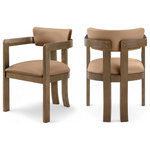 Meridian Furniture - Lavrin Upholstered Dining Arm Chair, Cognac, Vegan Leather, Walnut, Set of 2 - Indulge in the allure of the Cognac Lavrin Dining Arm Chair by Meridian Furniture. Its captivating design and luxurious Cognac elevate any space with effortless elegance. Crafted with precision and durability in mind, this stunning piece becomes the focal point of gatherings, fostering moments of connection and warmth. Embrace sophistication and style with the Lavrin Dining Arm Chair, a testament to exquisite taste and timeless beauty.