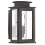 Livex Lighting - Livex Lighting 20191-07 Princeton - 9" One Light Outdoor Wall Lantern - The Princeton collection is a fresh interpretationPrinceton 9" One Lig Bronze Clear Glass *UL: Suitable for wet locations Energy Star Qualified: n/a ADA Certified: n/a  *Number of Lights: Lamp: 1-*Wattage:60w Candelabra Base bulb(s) *Bulb Included:No *Bulb Type:Candelabra Base *Finish Type:Bronze