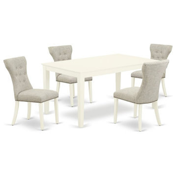 East West Furniture Capri 5-piece Wood Dining Set in Linen White/Doeskin