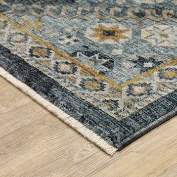 Oriental Weavers Sphinx Aberdeen 7150B Traditional Rug, Blue and Gold, 2'0"x3'0"