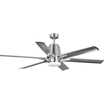 Progress Arlo 60" 6 Blade Ceiling Fan With LED Brushed Nickel