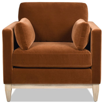 Knox 36" Modern Farmhouse Arm Chair, Burnt Orange Performance Velvet