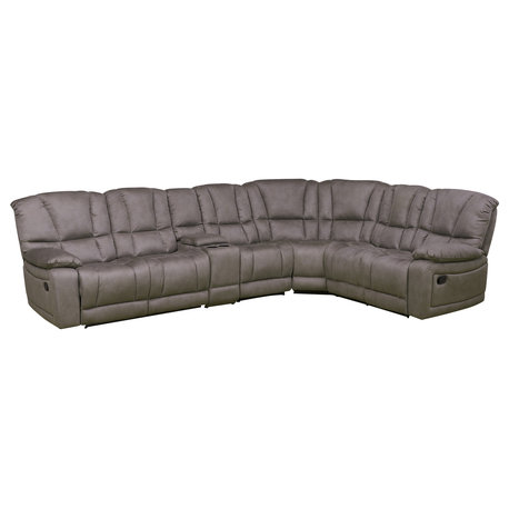 Betsy Furniture Microfiber Reclining Sectional Living Room Set, Grey