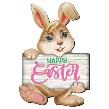 Happy Easter Bunny Wooden Door Hanger Easter Spring Decor