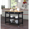 American Heritage 3 Tier Butcher Block Kitchen Cart With Drawers