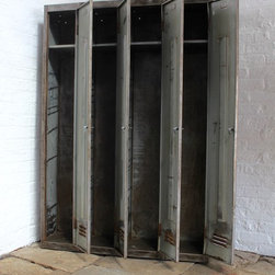 Warner Set of 4 Vintage Stripped Steel School/Gym/Sports Lockers - Wardrobes and Armoires