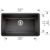 Blanco 440149 18.8"x32" Granite Single Undermount Kitchen Sink, Anthracite